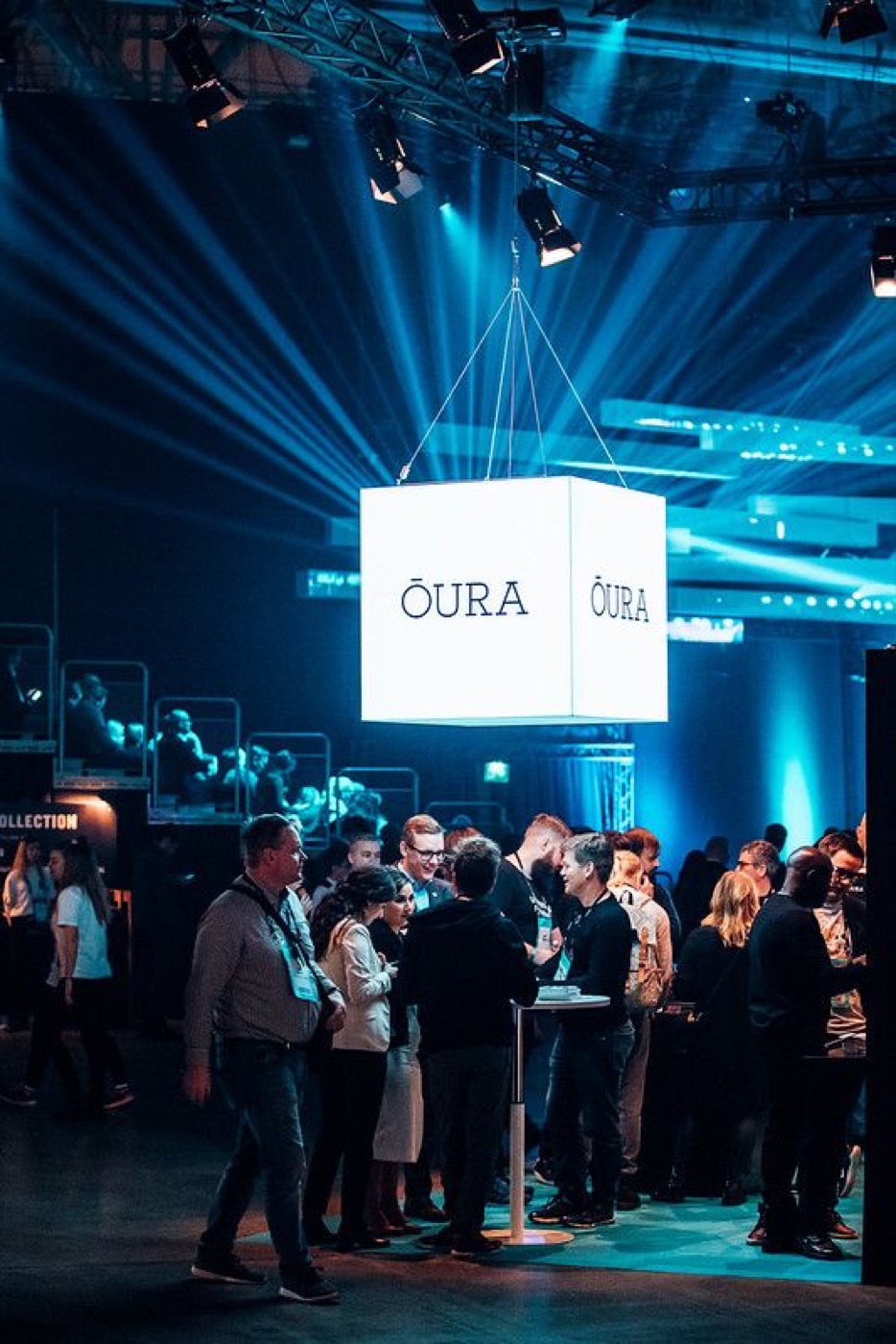 Brand activation and expo floor under production lighting